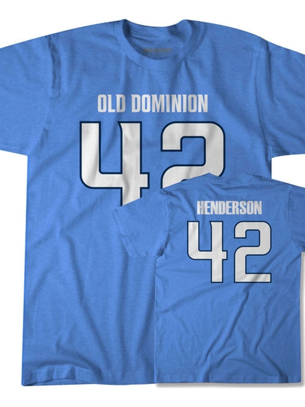 Old Dominion #42 Henderson Football Crew Neck T‑Shirt Blue Size Men's Small
